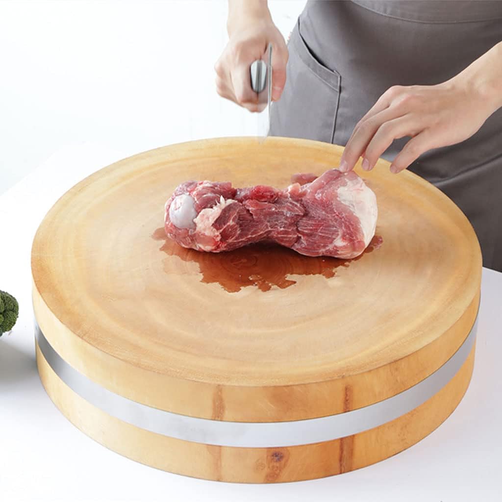 Premium Choing Board Round Golden Sandalwood Cutting Board Professional Choing Board for Kitchen Choing Board with Handles for Meat Cutting Board for Carving,Gold