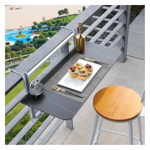 Barandilla plegable de altura ajustable para balcón, ahorro de espacio, para interiores y exteriores, mesa de servir (39.4 x 13.8 pulgadas), fácil instalación, perfecta para patios, terrazas y