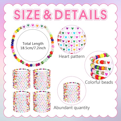 48 Pcs Friendship Bracelets Bulk Colorful Beaded Bracelets for Women Love Heart Letter Motivational Gifts for Woman Adults Wedding Party Favors2