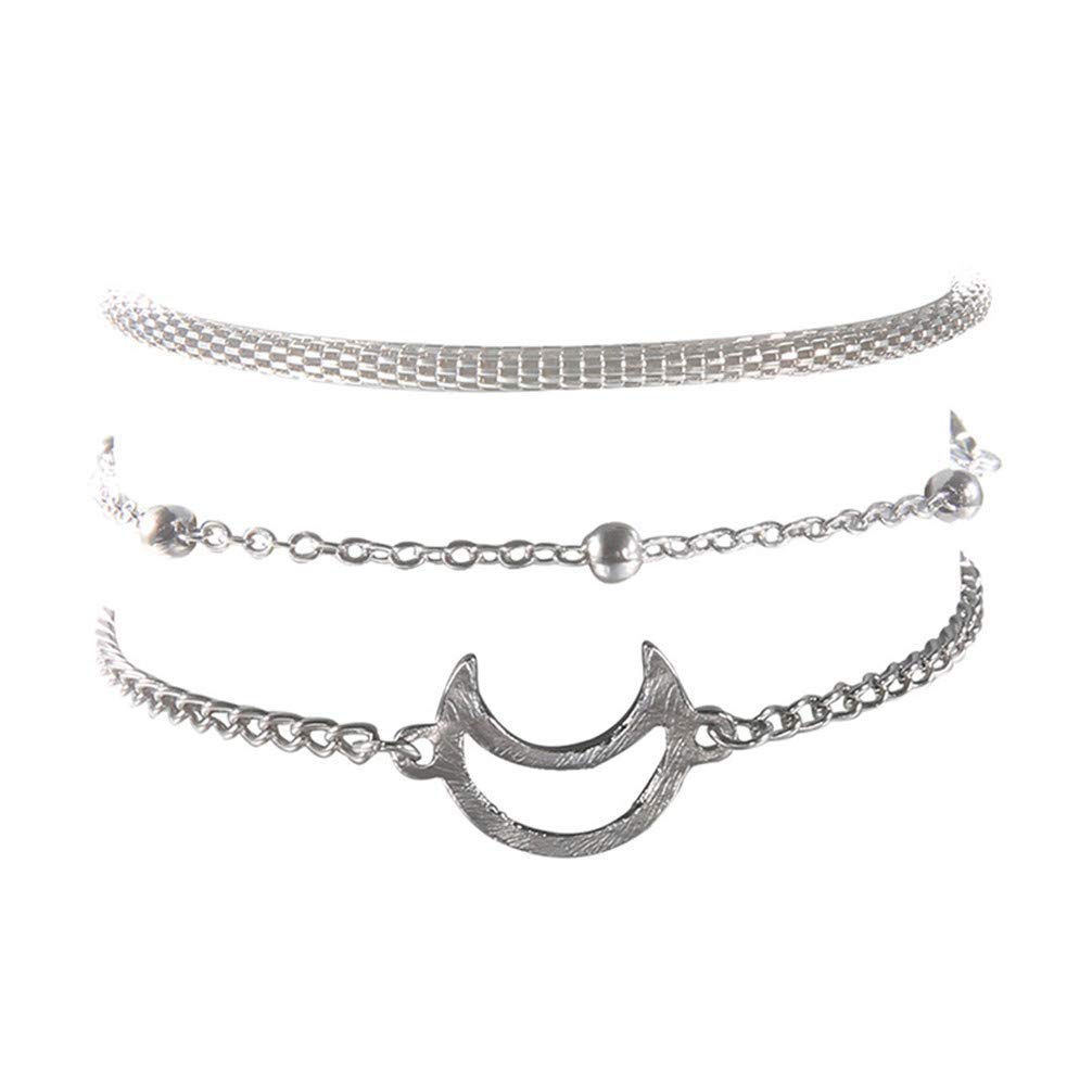 Cavigliera da Donna, cavigliera con Perline di Cristallo per Donna Bracciale con Ciondolo Luna sulla Gamba Cinturino alla Caviglia Cavigliere estive per Ragazze Piede Comodo ed Ecologico