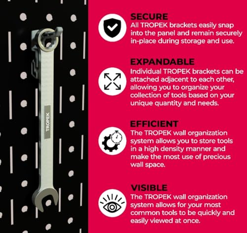 Image of 1-Inch Plastic Hook Model 119 | Compatible with Wall Control | for Tool Wall Organization to Hang Wrench, Adjustable Wrench, Hammer, Paint Brush, Merchandise, Scissors, and More | 10-Pack