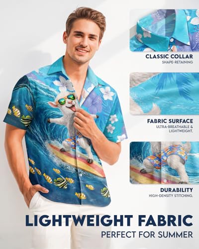Image of 99TIMORO Fathers Film Button Down Shirt for Men, Funny Hawaiian Short Sleeve Top, Summer Beach Gifts