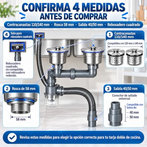 Céspol doble para fregadero 12 Imagen adicional