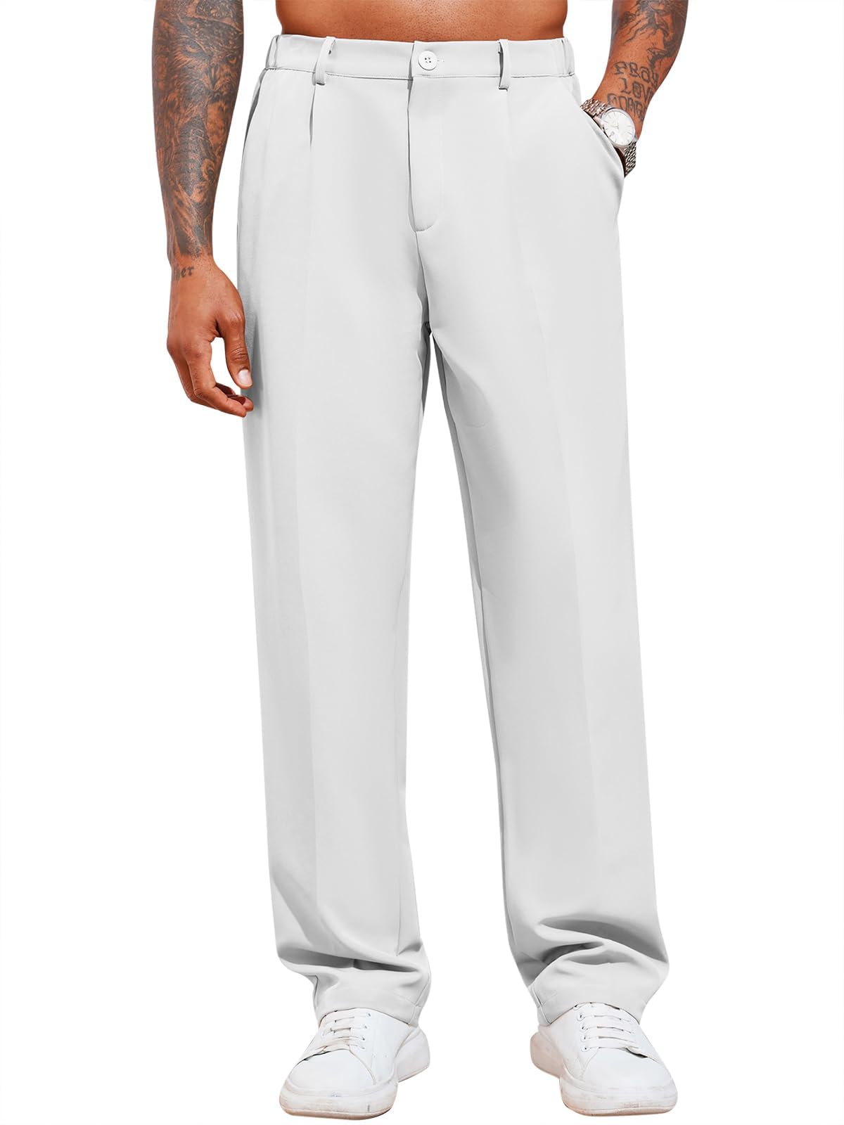 Runcati Herren Chino Hose Lockere Freizeithose Elegante Anzughose Stilvolle Stoffhose Männer Hosen für Business