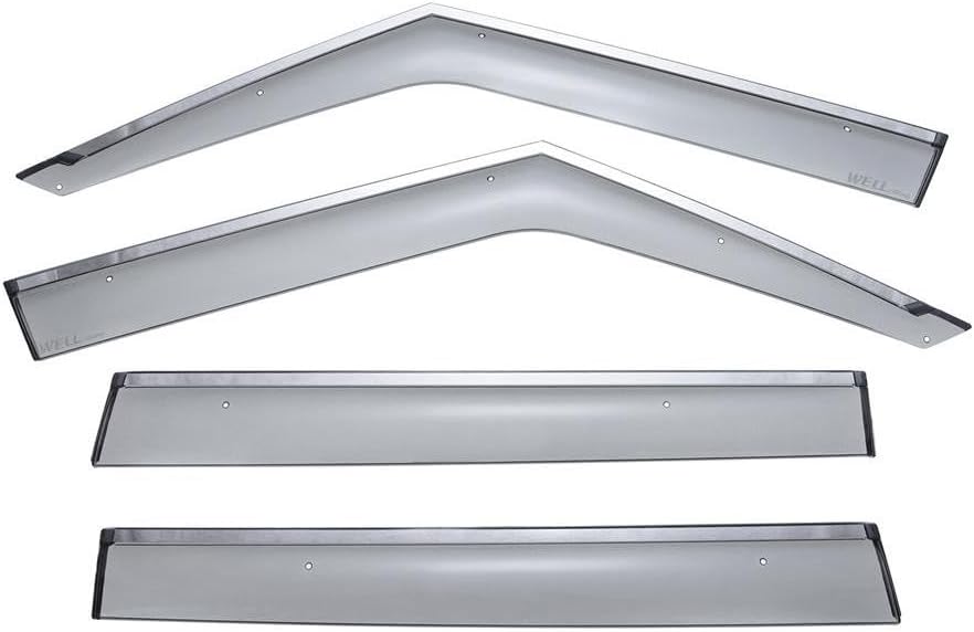WellVisors Window Visors Wind Deflectors Compatible with Land Rover 2003-2012 Range Rover with Chrome Trim Rain Guards 3-847LR005