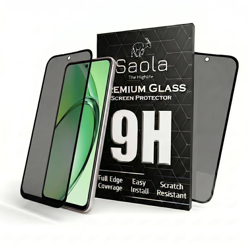 Image of Saola Ultra Privacy Tempered Glass For Oppo K12x 5G (PACK OF 1) with Free Installation Kit. Full screen Coverage. Free Replacement If Received Damaged - 6.67 inch