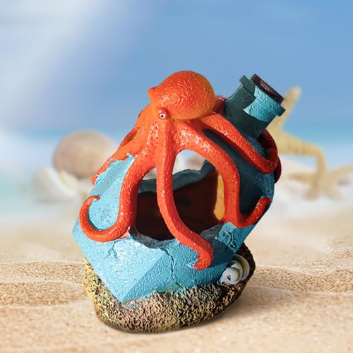 Image of Generic Aquarium Landscaping Octopus Decoration, Fish Tank Decor Ornament, Realistic Octopus Resin Crafted for Shrimp Crab to Rest /Breed /Hiding Caves Hideout (Blue)