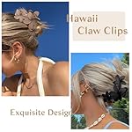 ANBALA 4PCS Hawaiian Plumeria Flower Hair Clips - Large Non-Slip Matte Claw Clips for Women, Strong Hold Beach Hair Accessories - Image 4