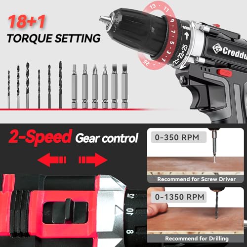 Image of Cordless Drill Set 21v Power Drill Cordless With Battery & Charger, 84pcs Accessories Electric Drills Variable Speed, 3 /8 inch Keyless Chuck (Black kit)