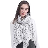 Lina & Lily Cross Print Women's Large Scarf Lightweight (White and Black)