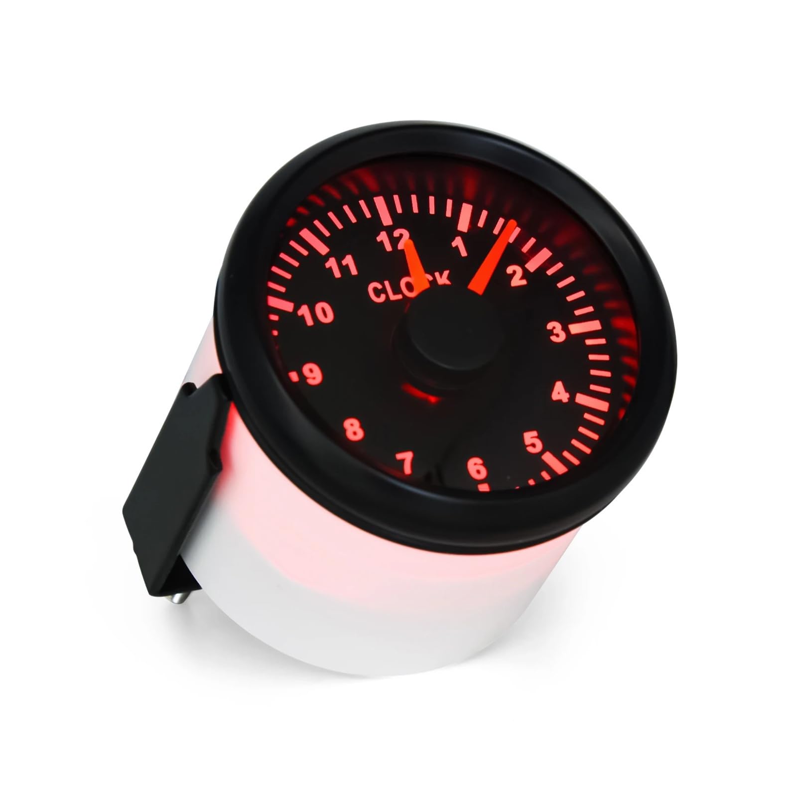 Indicador de reloj de 52mm con luz trasera roja, instrumento de contador de horas de 0-12 horas, contadores de horas for coche, barco, yate, espectáculo de 9-32V Lectura clara(Black)