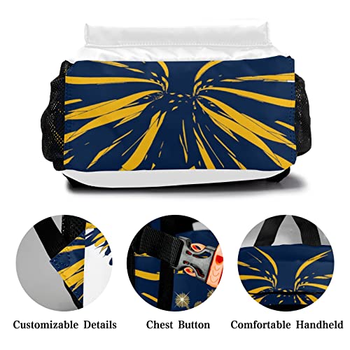 Cheerleader Navy Blue Gold Backpack Personalized Waterproof Casual Daypack Gift for Holiday Birthday4