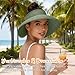 Sun Hats Visor for Women, UV UPF Straw Beach Hat Foldable Wide Brim Ponytail Summer Hats Packable Travel (Bowknot Army Green)