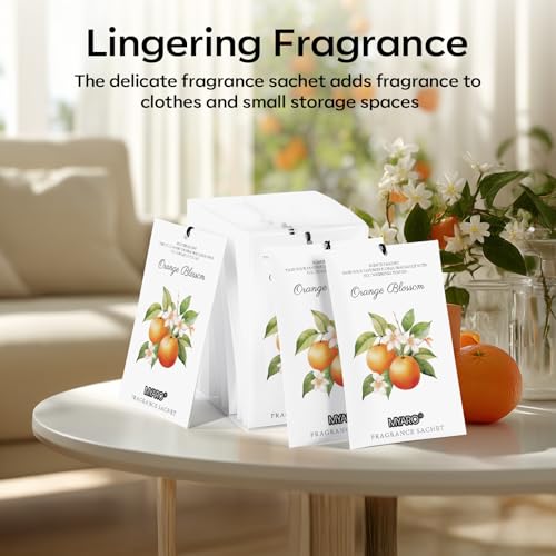 Image of MYARO 12 Packs Orange Scented Sachets - Fragrance for Closet, Drawer, Bathroom, Car - Air Freshener Deodorizer Packets
