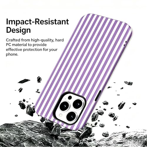 Image of for iPhone 16Pro Case Cute Phone Case,Compatible with MagSafe,Dual Layer Shockproof Protective Phone Cover,Hard Shell + Silicone Cover,Fashion Design for Women Girls,Striped Purple
