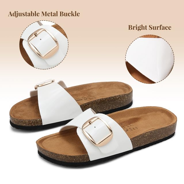 ARRIGO BELLO Sandales Femme Été Mules Boucle Réglable Chaussons Antidérapants Décontractés Plates Liège Chaussure Piscine Plage Pantoufles Taille 36-41