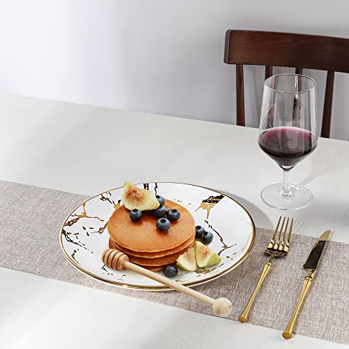 Fanquare 10" Gold Marble Dinner Plate, Modern Ceramic Dishes Set For 4, Large Porcelain Plates Set, Round Kitchen Serving Plates, Dishwasher Safe #TOP4