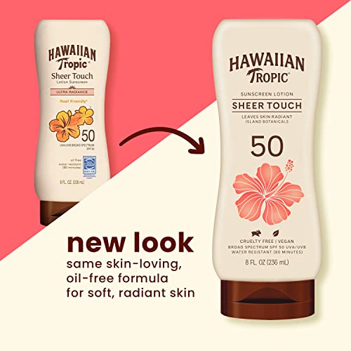 Hawaiian Tropic Sheer Touch Lotion Sunscreen Spf 50, 8Oz | Hawaiian Tropic Sunscreen Spf 50, Sunblock, Oxybenzone Free Sunscreen, Body Sunscreen Pack Spf 50, 8Oz Each Twin Pack #TOP1