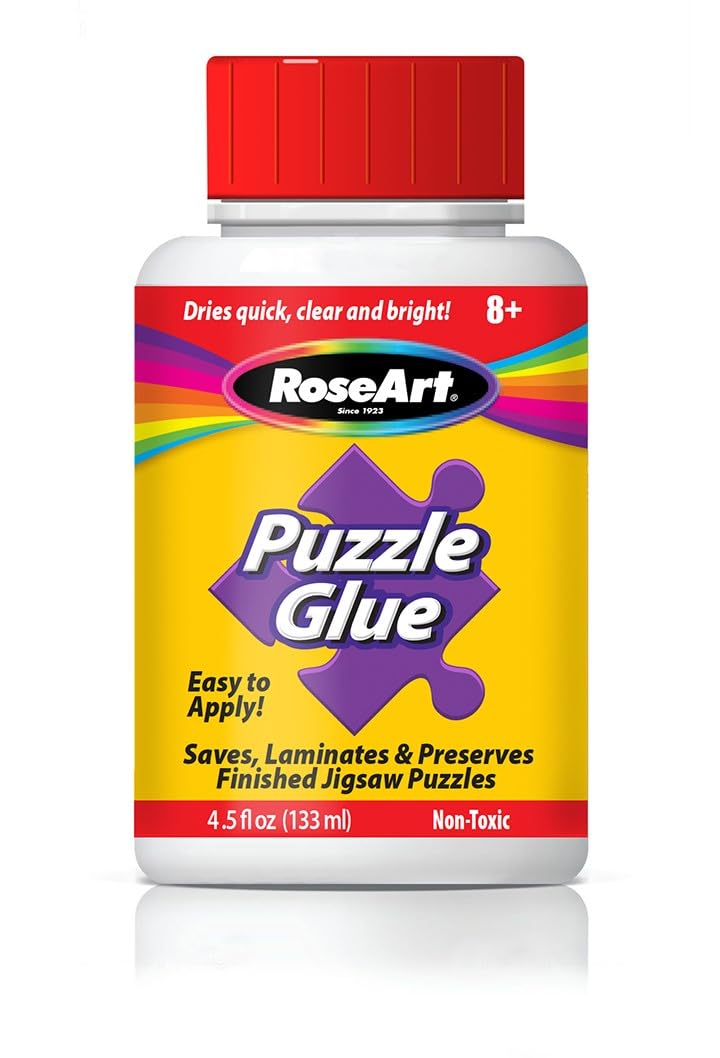 Rose Art Jigsaw Puzzle Glue with Applicator - Saves, Laminates and Preserves Finished Jigsaw Puzzles - Easy to Apply, Dries Quick, Clear & Bright