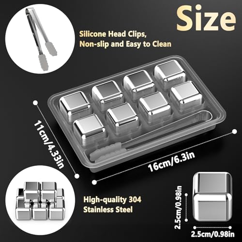 Cubos de hielo reutilizables de acero inoxidable GeeRic 8 unidades miniatura 2