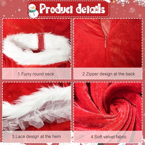 Disfraz Infantil de Niña Mrs Claus con Cinturón, Calcetas, Sombrero y Guantes miniatura 3