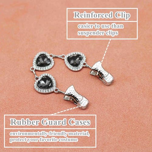 Image of Chain Collar Pins Heart Stone Cardigan Sweater Clip Top Cinch Clip