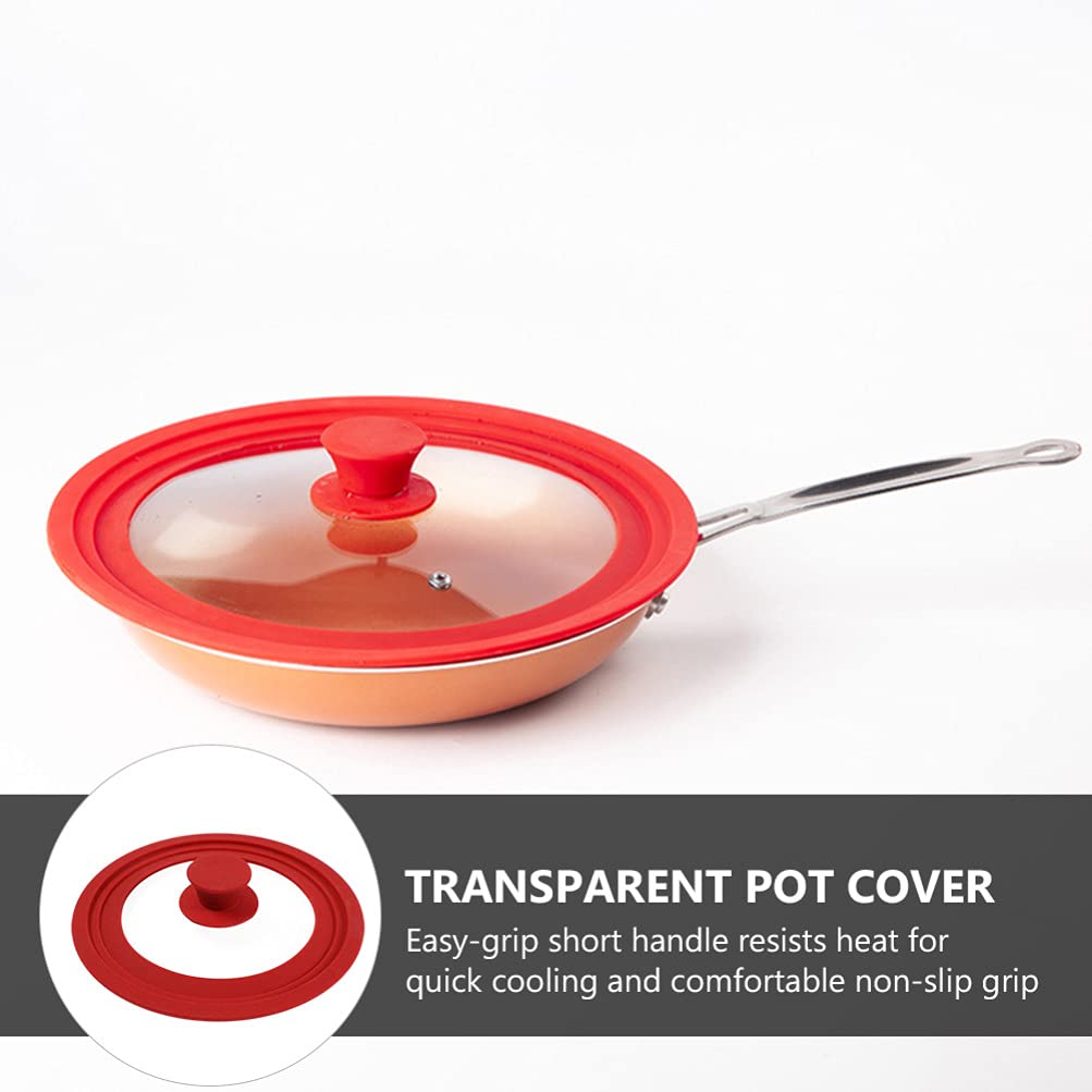 Tapa de Olla Visible Multiusos de Vidrio Templado Rojo para Freír | Anticalor, Resiste Cambios Bruscos, Cierre Seguro, Pomo Integrado, para Cazo y Olla de Guiso