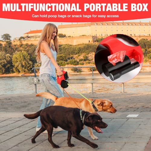 Mineup Doppelleine für 2 Hunde, 3 M Automatische Hund Versenkbar Leine, Doppelleine mit Licht, Doppelte Einziehbare Hundeleine, Hundeleine für Zwei Hunde bis zu 10kg Gewicht, Kein Verheddern