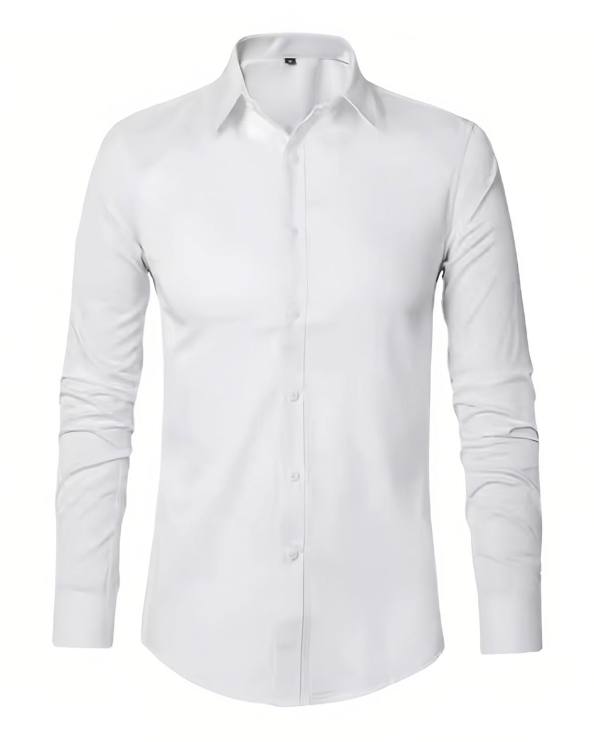 AORHOFJ 1 Pieza Camisa Blanca, Hombres de negocios Camisa, Stretch Camisa Casual, Liso de manga larga Camisa de traje, no planchada Regular Fit Boda Camisa (M)