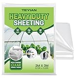 TEYIAN 2 x 3M Heavy Duty Polythene Plastic Sheeting Thickened Plastic Dust Sheets Garden Grow Polythene Cover Sheets Dustproof Waterproof