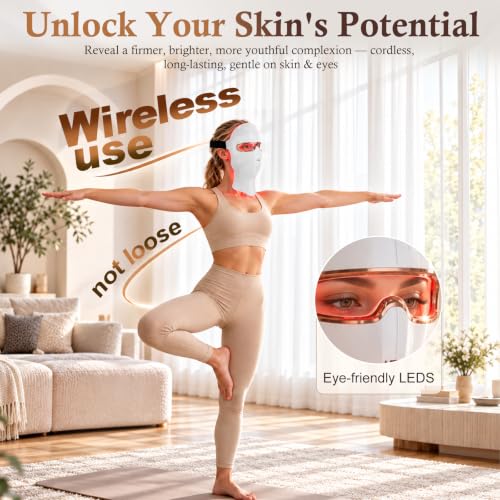 Red Light Therapy Mask for Face, 850nm NIR Treats Acne Wrinkles DROPS TO - image 3