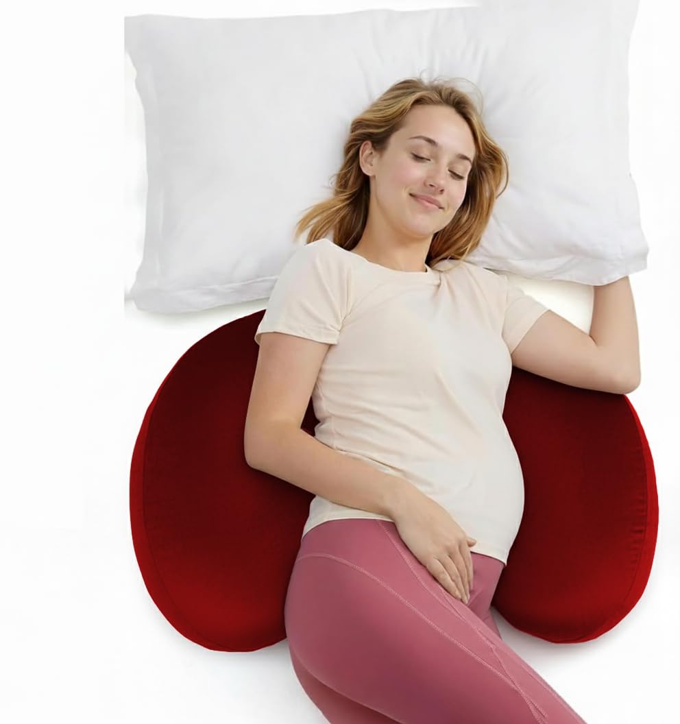 DADDY COOL Multifunctional H Shaped Pregnancy Pillow for Pregnant Women Full Body Support Maternity Sleeping Pillow for Side Sleeper with Soft Comfortable Fabric, Body Support Pillow, Maroon-image-26