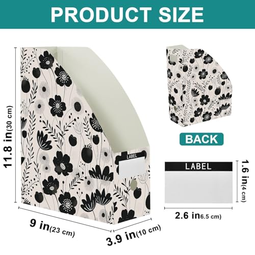 Chemises de rangement pliables fleurs noires pour documents 23x30 cm - 4