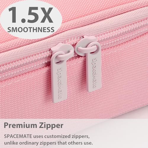 Image of SPACEMATE Pencil Case Pouch Box Bag School Supplies Girls Boys Kids, Cute Preppy Stuff Large Big Capacity Aesthetic Pen Organizer, Back to College Stationary, Light Pink, Standard Stlye, 1800ml