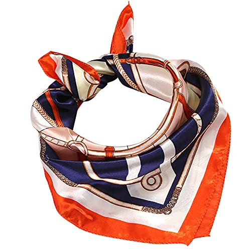 Silk Like Scarf,Head Scarves for Women,Stain Square Scarf for Hair Wrapping Silk Head Scarf for Women (Navy, 50 * 50)