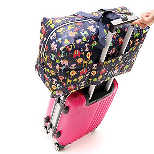 Large Foldable Duffel Tote Carry on Travel Bag over Luggage with Shoulder Strap, Blue Lion4