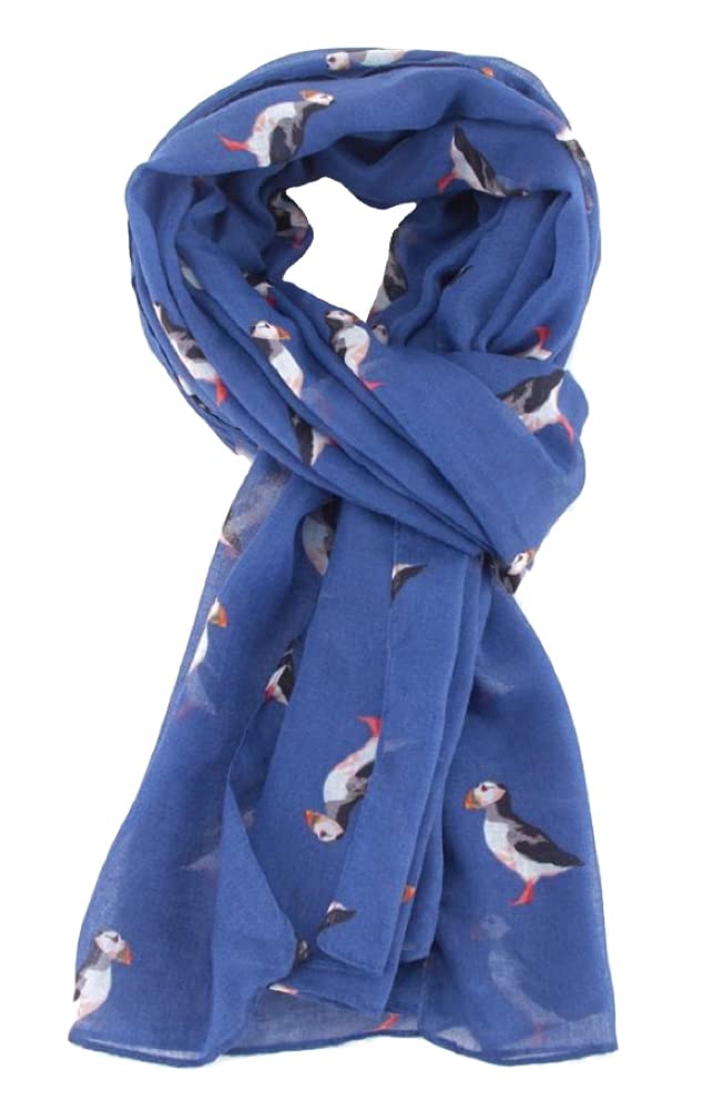 The Olive House Women's Blue The Olive House® British Puffin Sea Bird Scarf