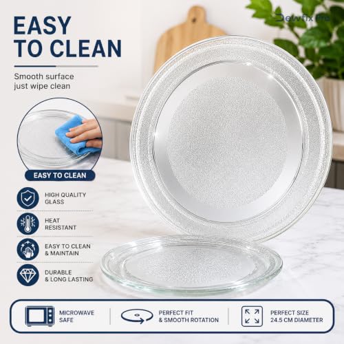 Image of Microwave Oven Glass Turntable Plate /Tray Plain Bottom Replacement Compatible with LG, IFB 17L /19L /20L, Godrej, Whirlpool, Bajaj, Morphy Richards, Microwave Ovens, (Size 24.5cm /9.6 inch)