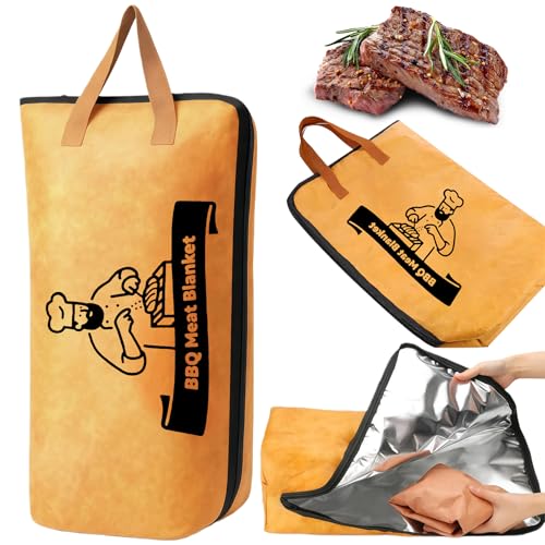 BBQ Blanket for Resting Meat, Reusable Smoker Meat Resting Blanket,Smoker Grilling Brisket Meat Insulated Resting Bag with Wide Mouth for Large Brisket/Turkey(BBQ Blanket 21in)