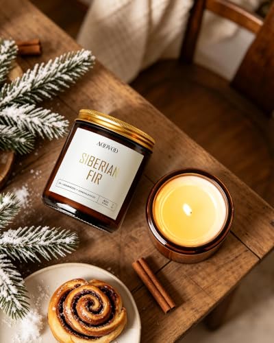 Image of AOOVOO Christmas Candles - 4 PC Scented Candle, 28 oz Soy Candles, Soy Candle for Home Scented,Siberian Fir /Balsam Cedar /Cinnamon Rolls /Hot Cocoa