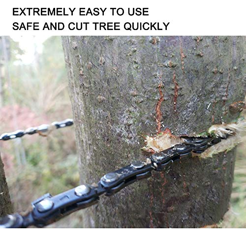 YOKEPO Survival Pocket Chainsaw Folding Hand Saw Chain 33 Serrated 3x faster 24 inch Hand Saw with Orange Straps Camping saw for Wood cutting Hiking Survival Bracelet Whistle Wristband and Firestarter