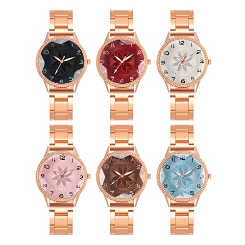 CdyBox Wholesales Women Alloy Steel Band Watch 6 Pack Quartz Wristwatches Assorted Dress Watches