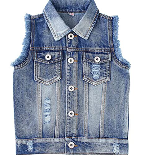 MYtodo Girl cowboy vest denim children sleeveless waistcoat jacket4