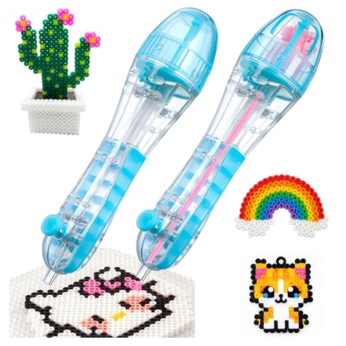 2 Pack Fuse Beads Pen for 2.6mm Beads Transparent Pen Bead Dispenser for Holiday DIY Family Fun & Creative Projects Time Saving Precision Placement No Jams High Capacity Chamber