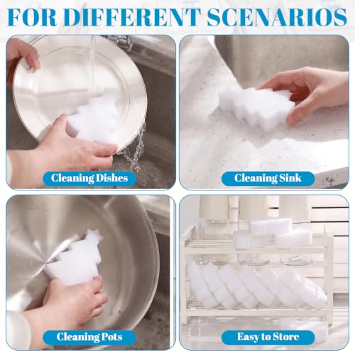 Image of Tioncy 12 Pack Christmas Tree Kitchen Sponges Bulk White Christmas Tree Dual Sided Scrubber Sponges Dishwashing Kitchen Cleaning Accessories for Home Decor Household Supplies