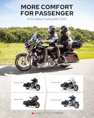 Image of Benlari Rear Passenger Foot Pegs, A3 Steel Passenger Mini Footboard Fit For Harley Davidson Touring Road King Street Glide Road Glide Electra Glide Ultra Classic 1993-2025 (Black)