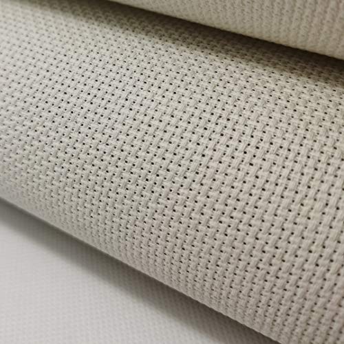 Image of 12 inch x 59 inch 14CT Counted Cotton Aida Cloth Cross Stitch Fabric (Pearl Gray)