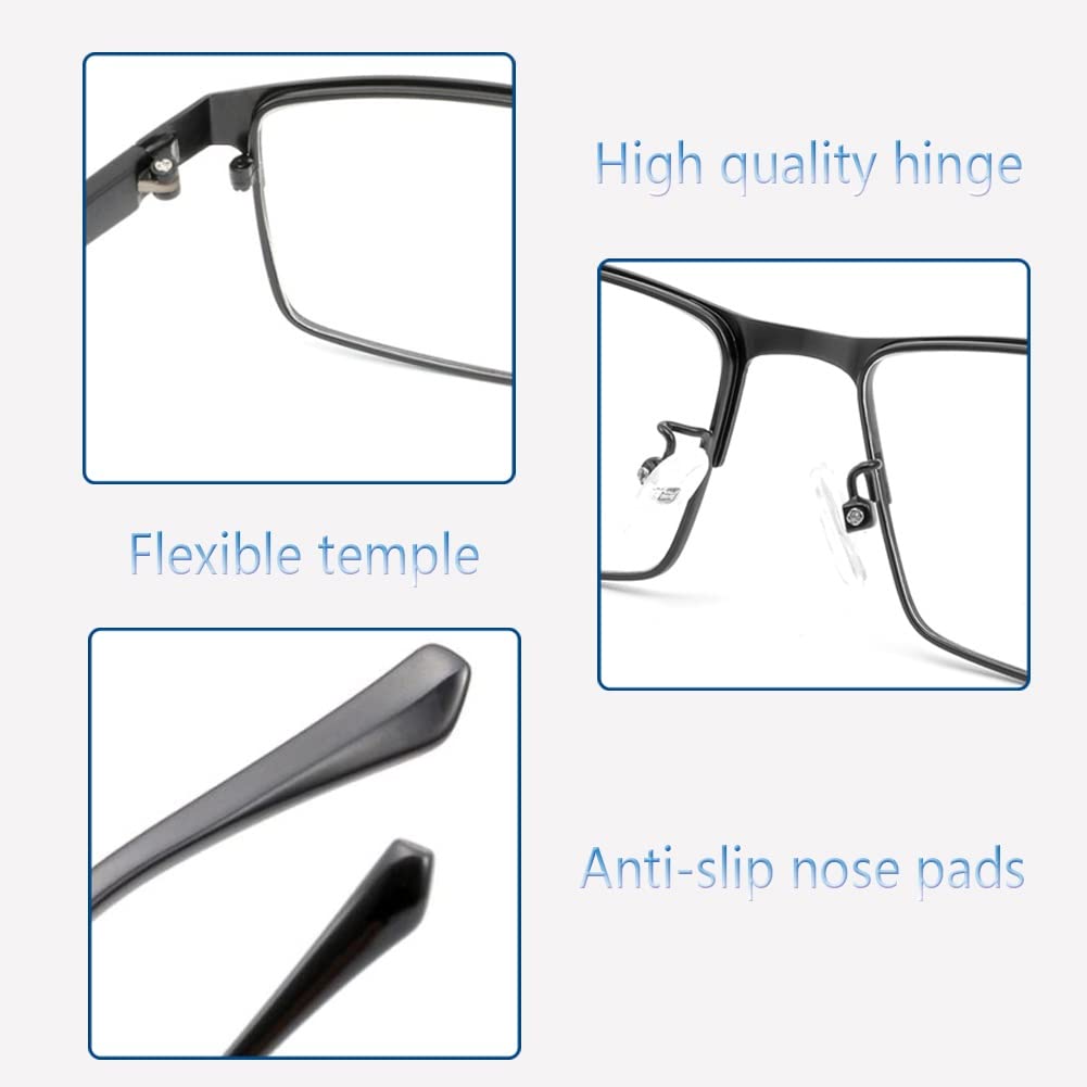 Progresywne Okulary do Czytania Wielofunkcyjne dla Mężczyzn, Anti Blue Light Okulary, Soczewki Chromotropiczne (Color : Noir, Size : 3.5)
