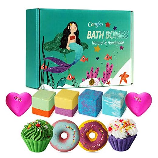 10 bombas de banho para crianças, conjunto de presente de bomba de banho para meninas, bombas naturais de banho de espuma, manteiga de karité para pele seca, spa com gás para sua mãe, mulheres,