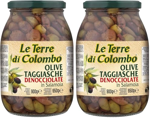 Le Terre di Colombo Aceitunas Taggiasca en Salmuera sin Hueso, 900 G (Paquete de 2)
